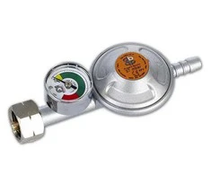 Bradas dujų reduktorius su apsauginiu vožtuvu ir manometru 37mbar 1,5kg/h