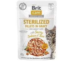 BRIT Care Cat Sterilized lašiša&Tuna Pouch – šlapias kačių maistas – 85 g