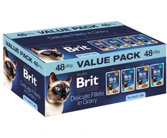 BRIT Premium by Nature Delicate fillets in gravy Box – šlapias kačių maistas – 48x85g