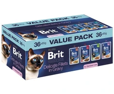 BRIT Premium by Nature Delicate fillets in gravy Sterilised Box – šlapias kačių maistas – 36x85g