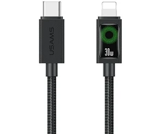 Cable USAMS U92 30W USB-C į Lightning 1.2m juodos spalvos