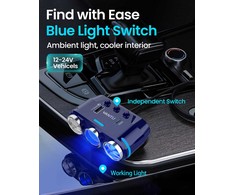 Car Cigarette Lighter Socket Splitter B39-C – 3 sockets + USB + Type C – QC 3.0 PD 3A 120W with display and cable