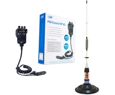 CB PNI Escort HP 62 radijo stoties komplektas, ASQ, RF Gain ir CB PNI ML70 antena su 145 mm magnetiniu pagrindu