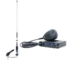 CB PNI ESCORT HP 6500 ASQ radijo stoties komplektas, RF stiprinimas, 4W, 12V + CB PNI S75 antena su 7-9 km kabeliu ir stacionariu laikikliu