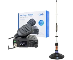 CB PNI Escort HP 8900 ASQ radijo stoties komplektas, 12-24V + CB PNI ML70 antena, 70 cm su 145 mm magnetiniu pagrindu