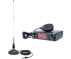 CB PNI ESCORT HP 9001 PRO ASQ radijo stoties rinkinys su reguliuojamu ASQ, AM-FM, 12V, 4W + CB PNI ML100 antena, 26-30MHz, 250W, 100cm, komplekte 125mm magnetas
