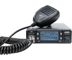CB PNI Escort HP 9700 USB radijo stoties komplektas ir CB PNI Extra 40 antena su magnetiniu pagrindu, 12V / 24V maitinimo šaltinis, pridedamas cigarečių degiklio kištukas