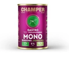 Šunų maistas - CHAMPER Gastro avienos drėgnas maistas suaugusiems šunims 400g