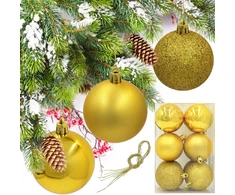 Christmas Decoration Plastikiniai kalėdiniai burbulai, 12 vnt, auksiniai