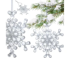 Christmas Decoration pakabinamas akrilo sniego dribsnis 12 cm