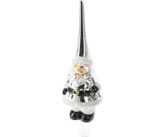 Christmas Decoration STIKLINĖ KALĖDŲ EGLUTĖS VIRŠŪNĖ 28CM SIDABRINIS SENELIS ŠALTIS 1067889