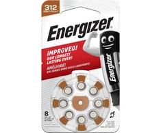 Cinko oro baterija AC312E (V312, HA312, PR41, 7002ZD) klausos aparatams 1.45V Energizer 8vnt įpakavime