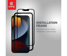 Crong Anti-Bacterial 3D Armour Glass - 9H apsauginis stiklas, skirtas visam Apple iPhone 14 Plus / Apple iPhone 13 Pro Max ekranui + montavimo rėmelis