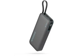 Cuktech CUKP200NGLDG 55W 20000mAh Powerbank with Built-in USB-C Cable – pilkos spalvos