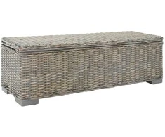 Daiktadėžė, pilka, 110cm, Kubu ratanas ir raudonmedžio masyvas