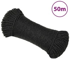 Darbo virvė, juodos spalvos, 3mm, 50m, polipropilenas