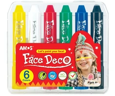 Dažai-kreidelės veidui Amos, 6 spalvos.