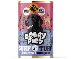 Šunų Maistas - DOBRY šunims Surf &amp; Turf Tunų ir Veršienos Drėgnas 400g Be Grūdų
