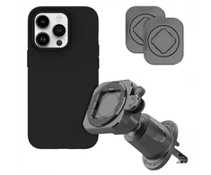 Dėklas Accezz EasyLock automobilinis telefono laikiklis – su dėklu, skirtu iPhone 15 Pro – tvirtinamas prie ventiliacijos grotelių – 360 laipsnių pasukamas – Juodas