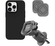 Dėklas Accezz EasyLock automobilinis telefono laikiklis – su dėklu, skirtu iPhone 14 Pro – tvirtinamas prie ventiliacijos grotelių – 360 laipsnių pasukamas – Juodas