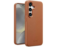 Dėklas Accezz MagSafe odinis galinis dangtelis, skirtas Samsung Galaxy S25 – Sienna Brown