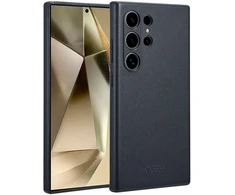 Dėklas Accezz MagSafe odinis galinis dangtelis, skirtas Samsung Galaxy S24 Ultra – Onyx Juodas