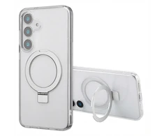 Dėklas Accezz nugarėlė su žiedu-stovu ir MagSafe funkcija, skirta Samsung Galaxy S25 Plus – Skaidrus