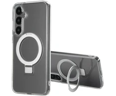 Dėklas Accezz nugarėlė su žiedu-stovu ir MagSafe funkcija, skirta Samsung Galaxy S24 Plus – skaidrus