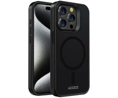 Dėklas Accezz tvirtas matinis galinis dangtelis su MagSafe, skirtas iPhone 15 Pro Max – juodas