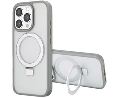 Dėklas Accezz žiedinis stovas su nugarėlės dėklu ir MagSafe, skirtas iPhone 16 Pro Max – pilkas