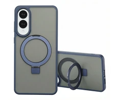 Dėklas Accezz žiedinis stovas su nugarėlės dėklu ir MagSafe, skirtas Samsung Galaxy S25 Edge – Mėlynas