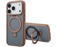Dėklas Accezz žiedinis stovas su nugarėlės dėklu ir MagSafe funkcija, skirtas iPhone 17 Pro Max – Rudas