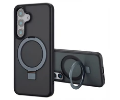 Dėklas Accezz žiedinis stovas su nugarėlės dėklu ir MagSafe, skirtas Samsung Galaxy S25 – Juodas