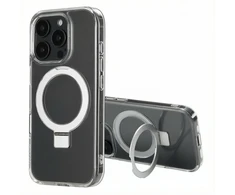 Dėklas Accezz žiedinis stovas su nugarėlės dėklu ir MagSafe, skirtas iPhone 16 Pro – skaidrus