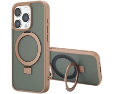 Dėklas Accezz žiedinis stovas su nugarėlės dėklu ir MagSafe funkcija, skirtas iPhone 15 Pro – rudas