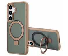 Dėklas Accezz žiedinis stovas su nugarėlės dėklu ir MagSafe, skirtas Samsung Galaxy S25 Plus – rudas