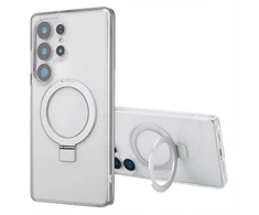 Dėklas Accezz žiedinis stovas su nugarėlės dėklu ir MagSafe funkcija, skirtas Samsung Galaxy S25 Ultra – skaidrus