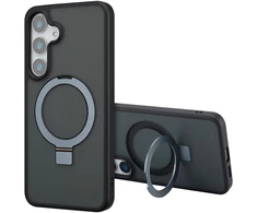 Dėklas Accezz žiedinis stovas su nugarėlės dėklu ir MagSafe funkcija, skirtas Samsung Galaxy S25 Plus – Juodas