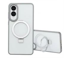 Dėklas Accezz žiedinis stovas su nugarėlės dėklu ir MagSafe funkcija, skirtas Samsung Galaxy S25 Edge – pilkas