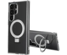 Dėklas Accezz žiedinis stovas su nugarėlės dėklu ir MagSafe, skirtas Samsung Galaxy S24 Ultra – skaidrus