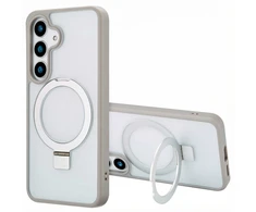 Dėklas Accezz žiedinis stovas su nugarėlės dėklu ir MagSafe, skirtas Samsung Galaxy S25 Plus – pilkas