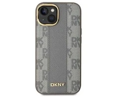 Dėklas Apple iPhone 14 DKNY odinis languotas monofoninis raštas MagSafe (DKHMP14SPCPVSLE) smėlio spalvos