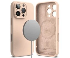 Ringke iPhone 16 Pro dėklas Silicone Magnetic Rožinė smėlio