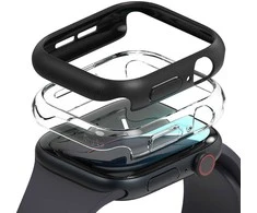 Dėklas Apple Watch 10 (46mm) Ringke Slim 2-pack Clear & Matte juodos spalvos