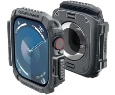 Dėklas Apple Watch 10 (46mm) Spigen Rugged Armor Dark pilka