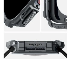 Dėklas Apple Watch 10 (46mm) Spigen Rugged Armor Dark pilka