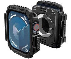 Dėklas Apple Watch 10 (46mm) Spigen Rugged Armor Matte juodas