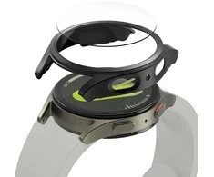 Dėklas + apsauginis stiklas Samsung Galaxy Watch 7 (44 mm) Ringke Slim Titanium juodos spalvos