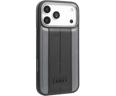 Dėklas Audi A6 iš dirbtinės odos su MagSafe, skirtas iPhone 17 Pro Max, juodos spalvos