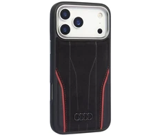 Dėklas Audi R8 Genuine Leather MagSafe iPhone 17 Pro juodos spalvos